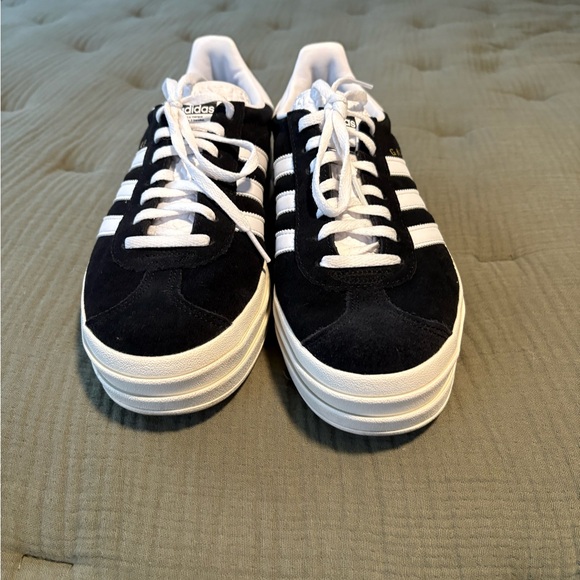 adidas Gazelle Black and White Platform Sneakers - Picture 8 of 8